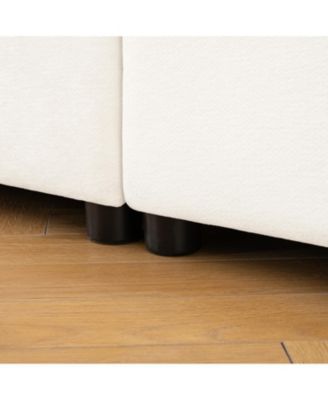 White Chenille 2-Seater Sofa with Hidden Storage