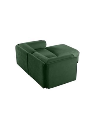 Green Chenille 2-Seater Sofa with Ottoman Storage