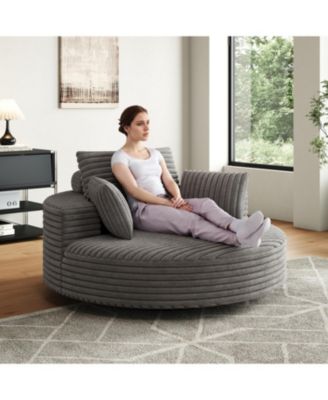 55" Corduroy Swivel Sleeper Chair