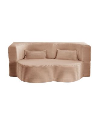 Corduroy Floor Sofa Bed with Pillows