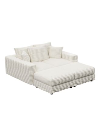 Plush Corduroy 3-Seat Sofa with Ottomans