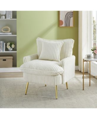  Beige Corduroy Accent Chair - Apartment/Office/Living Room