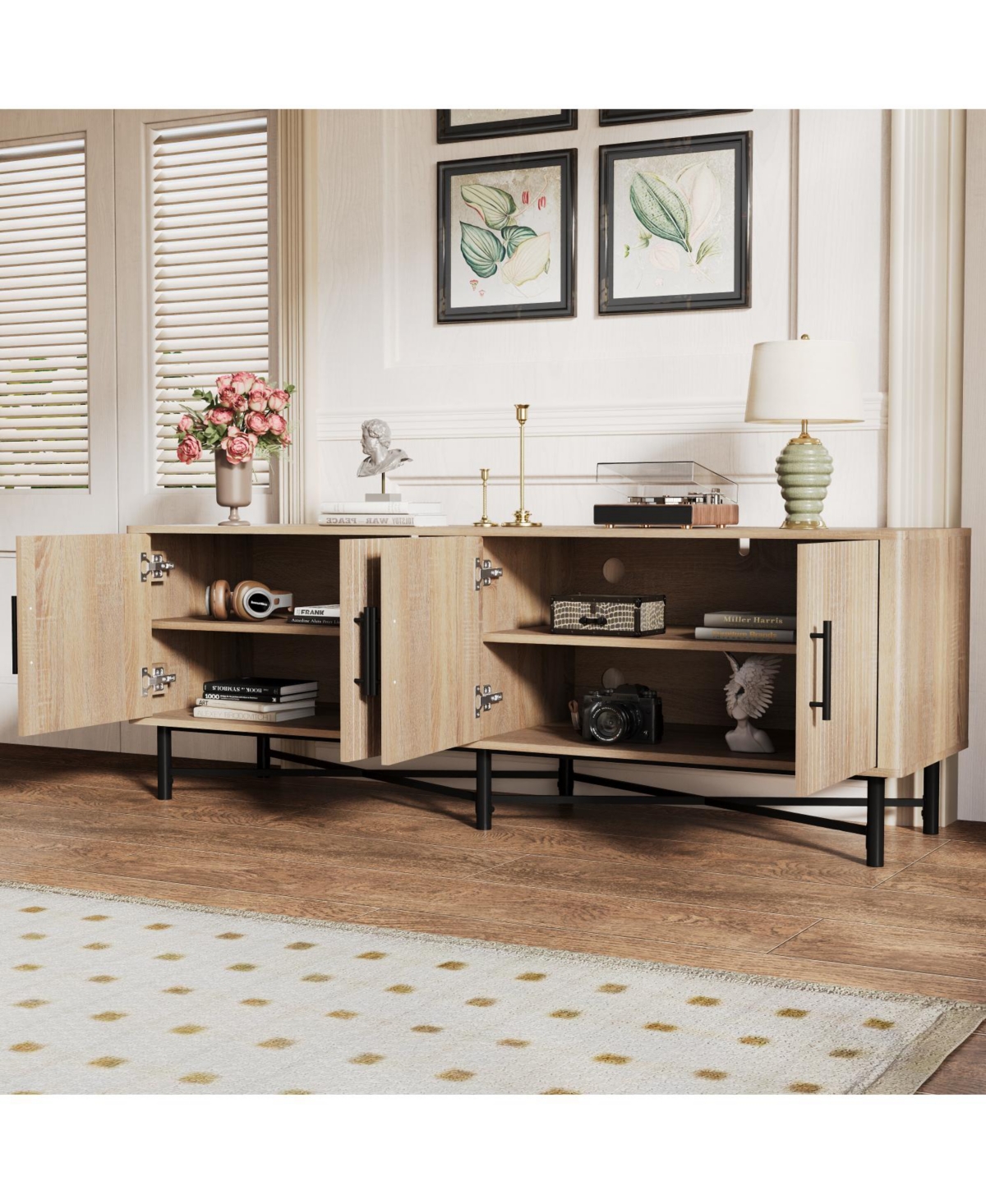 Streamdale Furniture 4-Door Tv Cabinet with Adjustable Shelves