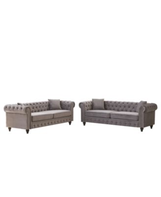 Modern 6-Seat Sofa with Wood Frame & Cushions