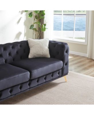  Velvet 3+3 Seater Sofa with Wood Frame & Metal Feet