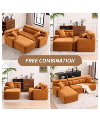 Streamdale Orange Convertible Sectional Sofa, 86"L
