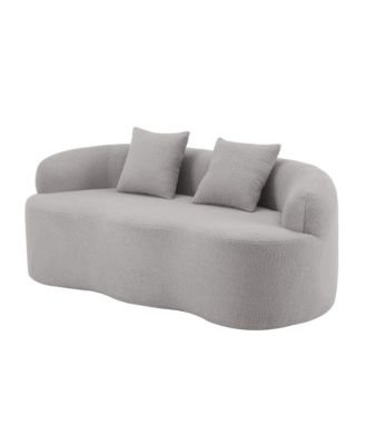 Curved Loveseat Sofa, Small Space Couch with 2 Pillows