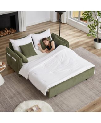 66" Sleeper Sofa Bed 3-in-1 Pullout, Corduroy, Green