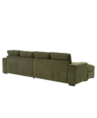 Streamdale Corduroy Sectional Sofa with Ottomans - Dark Green
