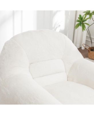 Comfy White Faux Fur Bean Bag Chair Sofa for Adults & Kids