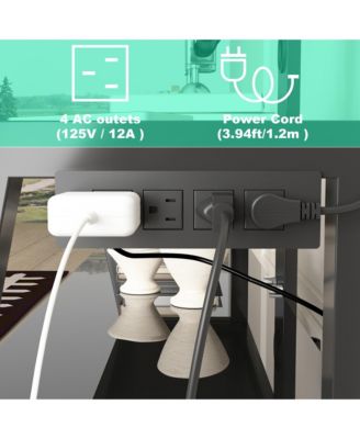 Wooden TV Stand with Mount & Tempered Glass