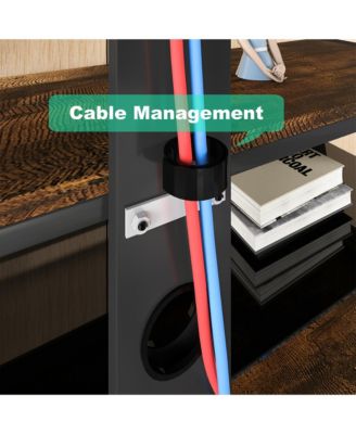 Wooden TV Stand with Mount, Swivel, Adjustable, Rustic Brown