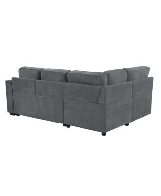 Streamdale Convertible Sectional Sofa Bed w/ Pull-Out Sleepers, Table, USB, Storage - Dark Gray