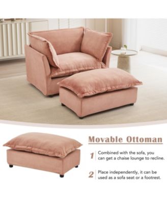 Cozy Pink Armchair Sofa with Ottoman
