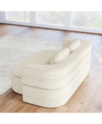 75" Fabric Foldable Sofa Bed with Blanket