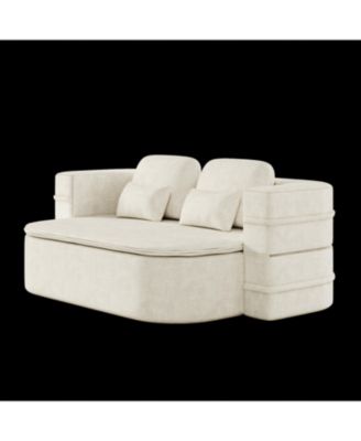 75" Fabric Foldable Sofa Bed with Blanket