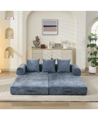 Comfy Convertible Folding Mattress Couch - Blue