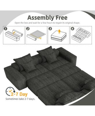 Modern Oversized Chenille Sectional Sofa w/ 8 Pillows, DIY, Black