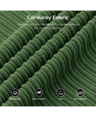 L-Shaped Corduroy Sectional Sofa Bed - Memory Foam, Steel Frame