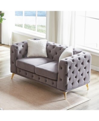 Deluxe Velvet Chesterfield Sofa with Tufted Buttons, 2 Pillows