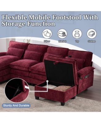 Streamdale 106" U-Shape Sectional Sofa Cloud Couch, Chenille, Ottoman & Pillows