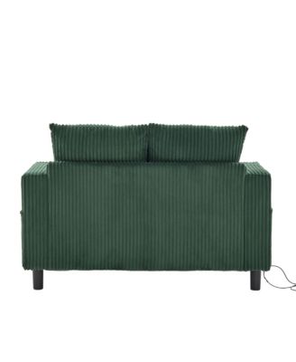 Corduroy Oversized Recliner Sofa w/ USB, LED, Cup Holder