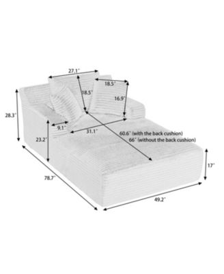 Oversized Corduroy Chaise Lounge Sofa - Comfy Sleeper Couch