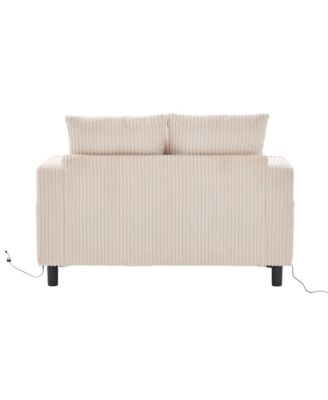  Corduroy Oversized Recliner Sofa w/ USB, LED, Cup Holder