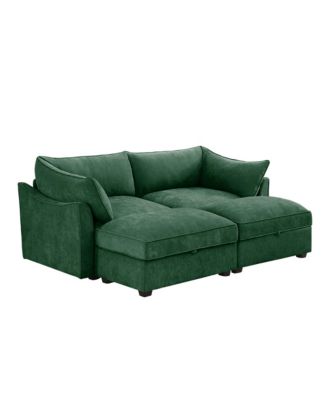 2-Seat Sofa w/Ottomans & Storage