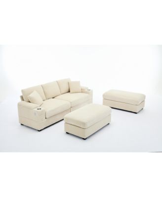  Modular Sectional Sofa Bed Set w/ Storage, USB & Cup Holders