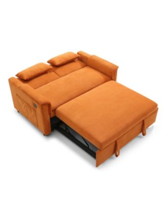 Streamdale 55" Velvet Pull Out Sofa Bed with USB Ports & Pockets