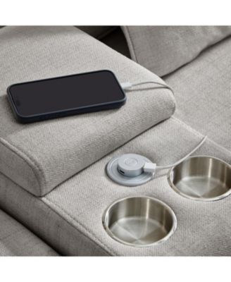 Streamdale 114" Sofa w/ Console, Cupholders, USB Ports, Pillows
