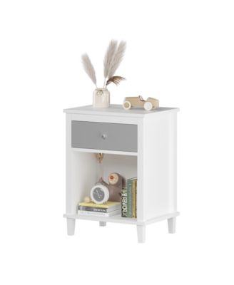 Wooden Nightstand - Gray/Silver Handle