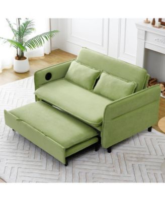 Green Multi-Functional Sofa Bed with Adjustable Armrests & Backrests