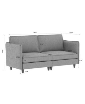 74" Loveseat Sofa - Mid Century Modern Couch for Small Spaces