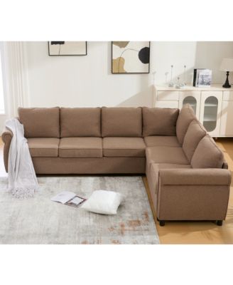 Sleeper Sofa Bed, Pull Out Couch, L Shaped Sectional, 104" Large, Brown