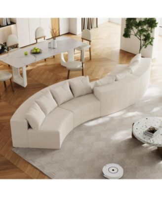 Corduroy Curved Sectional Sofa with 8 Pillows (4 Modules
