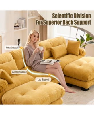 Pelletized Velvet Cloud Couch w/ 2 Ottomans & 3 Seater Sofa