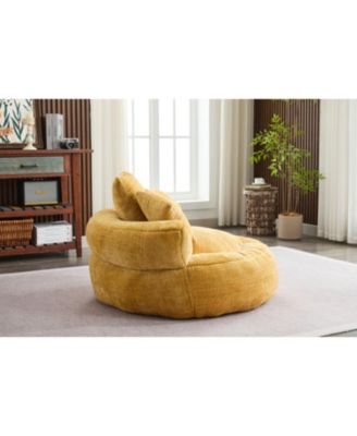 Chenille Bean Bag Chair with Filling - Indoor/Outdoor (Yellow)