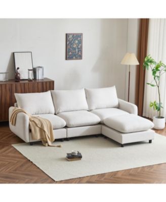 99" 4-Piece L-Shaped Modular Sectional Sofa with Ottoman