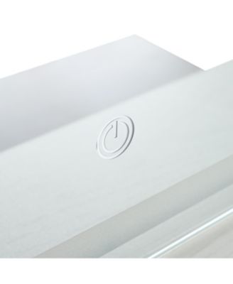 Farmhouse Vanity Desk with Mirror, Lights, Charging Station, Stool