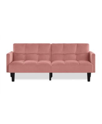  Velvet Futon Couch Convertible Folding Sofa Bed Tufted Couch for Apartment