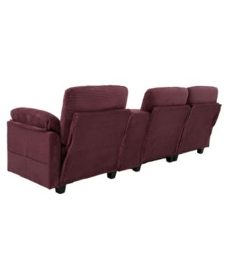 L-Shape Corduroy Sofa- 4-Seater, USB, Storage, Console & Ottoman