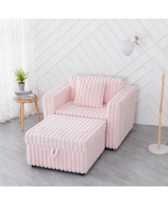 44.9" Pink Modular Sofa & Ottoman Set - Comfy & Stylish