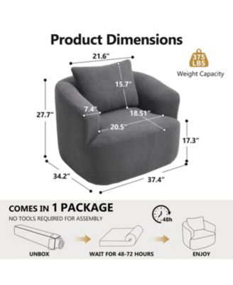  Swivel Teddy Fleece Comfy Chair with Pillow - Dark Grey