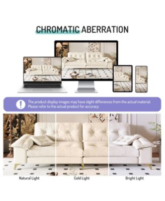 Streamdale Modern 4-Seat Cloud Sofa, Wide Arms, Tufted, Chenille, Beige