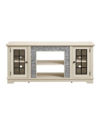 58" Modern White TV Stand with 2-Door Storage