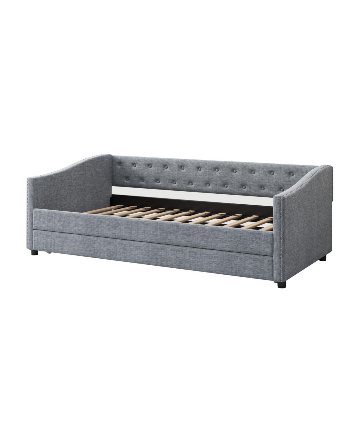 Streamdale Furniture Twin Daybed with Trundle, Upholstered Tufted Sofa Bed - Light Grey
