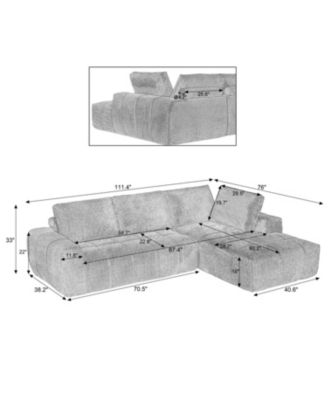 Faux Fur L-Shape Sectional Sofa Sleeper Couch