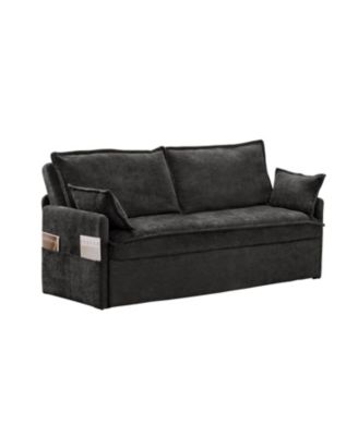59.5" Chenille Sleeper Sofa Bed w/ Storage & USB Charging